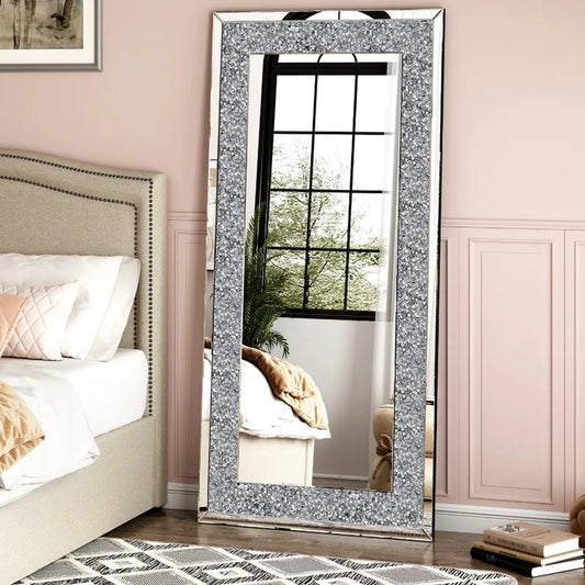 XXXL Large Charming Diamond Decorative Wall Mirror Crushed Crystal Long Full Length Mirror