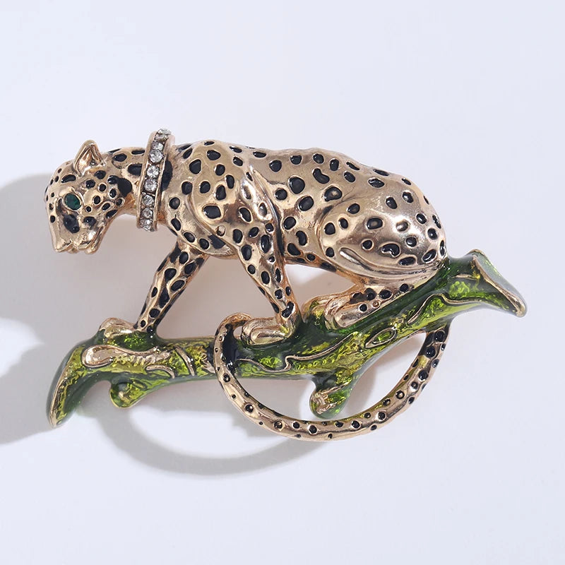 Women's Rhinestone Leopard Brooches Unisex Animal Pins 4-Color Office Party Casual Accessories Gifts