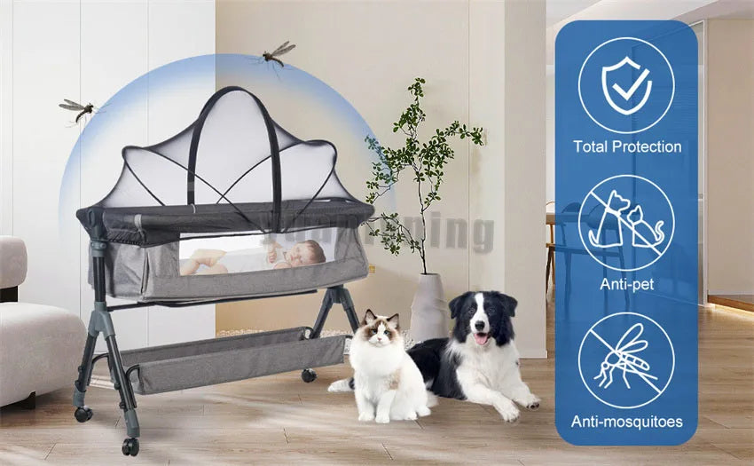 Upgraded Mosquito Net For Baby Bed Universal Newborn Baby Removable Portable Breathable Foldable Encrypted Crib 360° Protectors