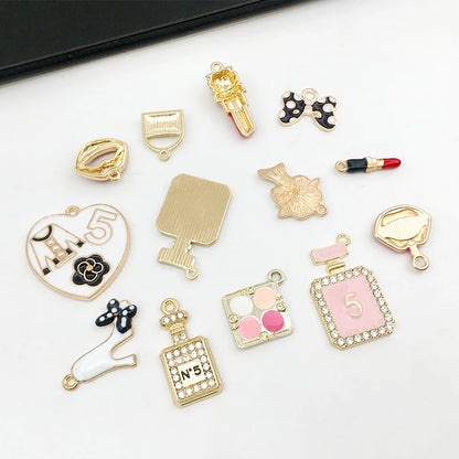 13pcs/lot Zinc Alloy Enamel Gold Plated Mix Women's Lipstick Perfume Charms Pendant for DIY Necklace Bracelet Jewelry Making - MAGUSTA BEAUTY