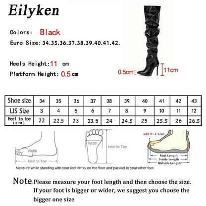 Eilyken Red Women Over The Knee Boots High Heels Patent Leather Solid Pointed Toe Stiletto Side Zipper Sapatos Femininos - MAGUSTA BEAUTY