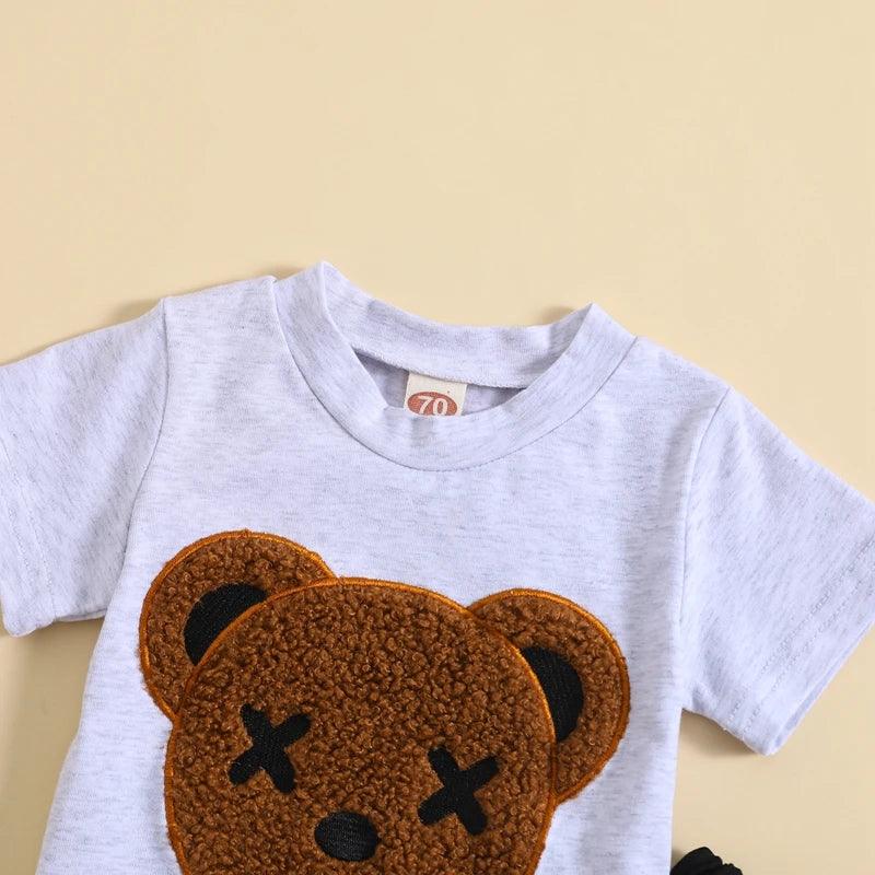 Toddler Baby Boy Summer Bear Outfits  Short Sleeve Top and Shorts Casual Baby Boy Clothes Set 6 12 18 24 Months - MAGUSTA BEAUTY