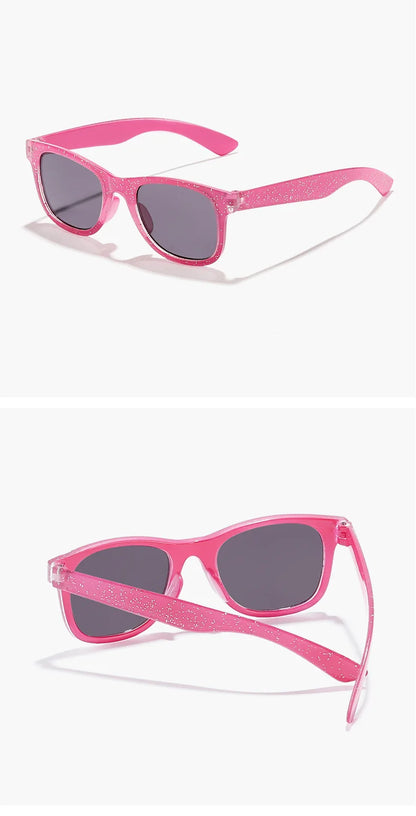 2024 New Trendy Cool Children's Colorful Shiny Square Sunglasses Girls Trendy Fashionable Cute Sun Glasses Kids Eyewear