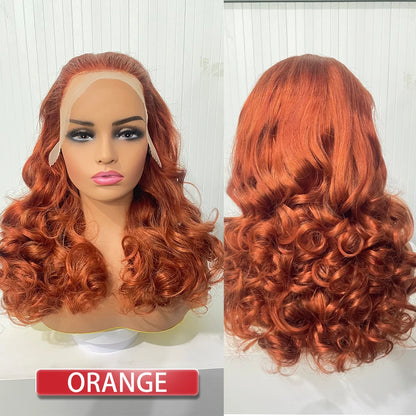 100% Human Hair 250 Density Highlight Ombre Double Drawn Bouncy Body Wave 13x4  Wigs Full Fumi Bouncy Weave Wavy Hair Lace Wigs