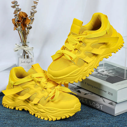 Yellow Women Shoes Fashion Luxury Origin Platform Chunky Casual Sneaker Autumn Sports Tennis Women Shoes Plus Size