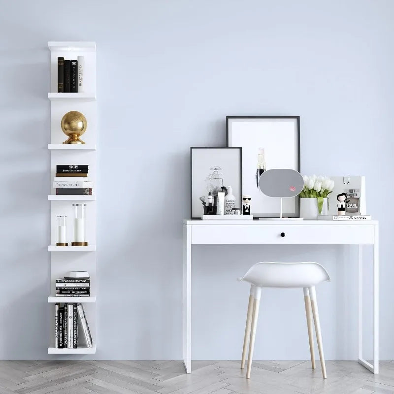 Versatile 7 Tier Wall Shelf Unit,White Lack Wall Shelf,Display Floating Shelf with LED Remote Control Light