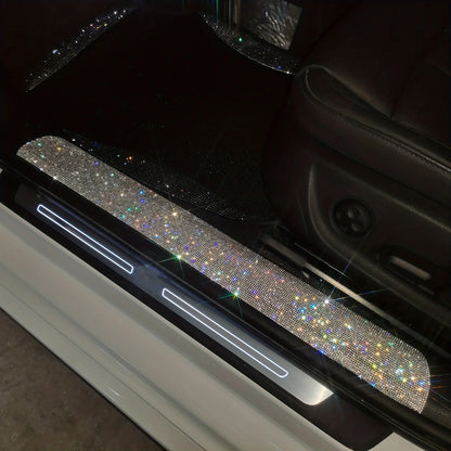 1pc Auto Accessories Shiny Crystal Door Frame Strip Decoration Car Door Protection Sticker Diamond Sticker