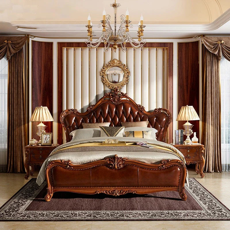 Unique Luxury Double Bed Elegant Leather King Size Bed Loft Modern Cama Matrimonial Queen Bed Set Furniture