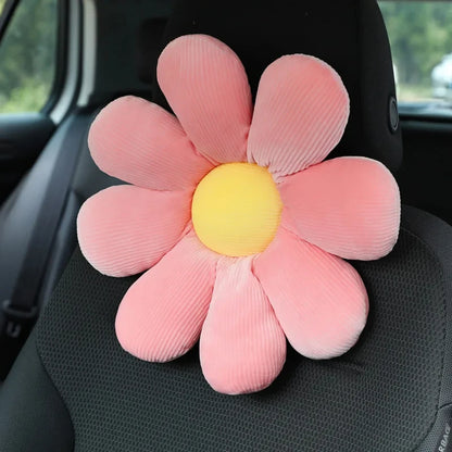 1Pcs Cute Flower Woman Car Neck Pillow Cushion Soft Car Headrest Waist Pillow Safety Seat Belt Shoulder Pad for Girls