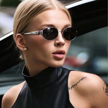 Trendy retro punk oval sunglasses women men unisex Girls Fashion Design round UV400 drive outdoors glasses eyeglasses eyewear