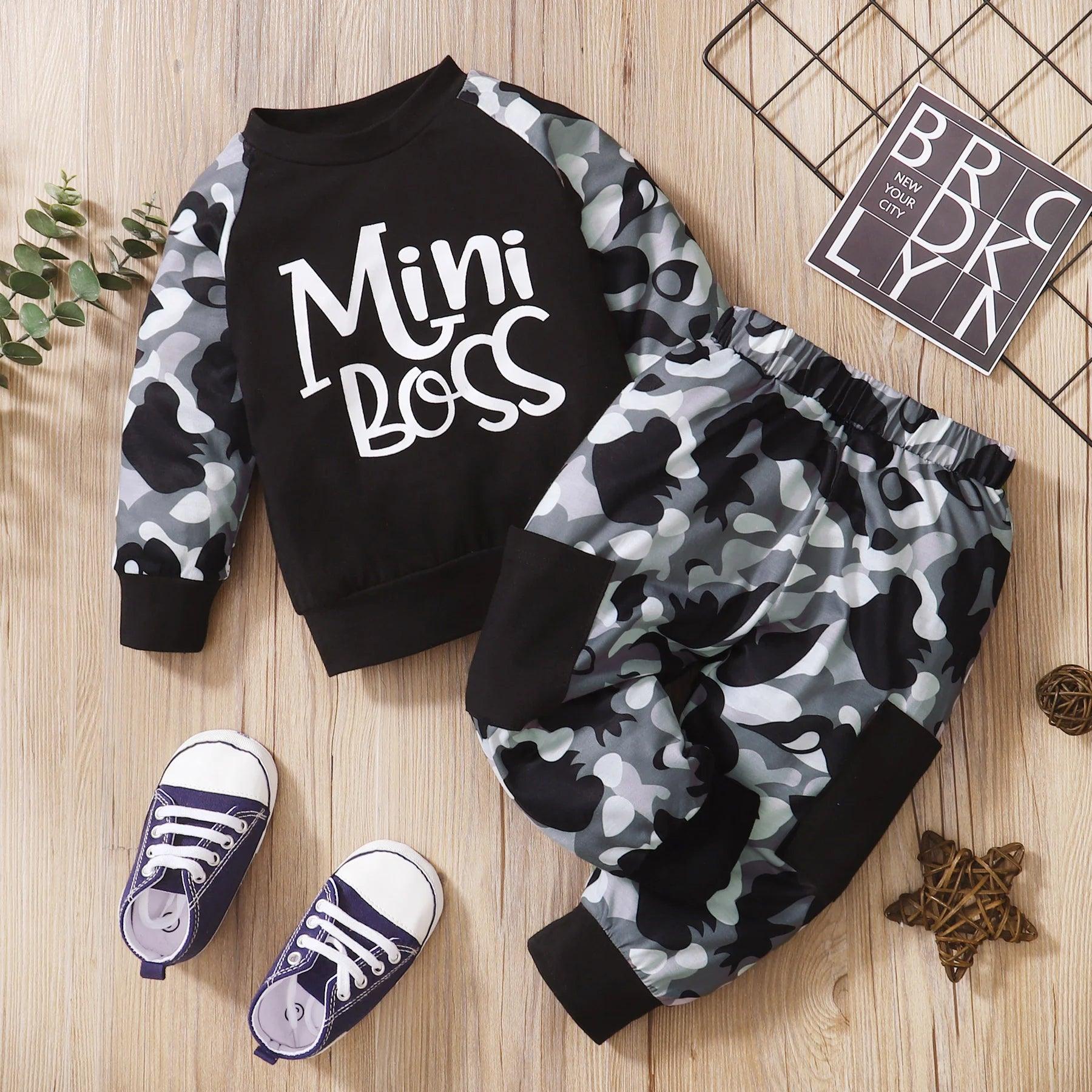 Toddler   Baby   Boy  Sweatshirt   Outfits     Camouflage    Camouflage   Long    Sleeve    Tops    Pants    2pcs   Fall   Winte - MAGUSTA BEAUTY