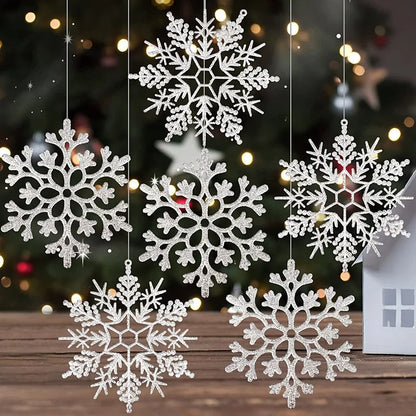 12pcs Paper Snowflakes Fake Snow Flake Artificial Snow DIY Handmade Crafts Christmas Trees Ornaments Decorations for Home