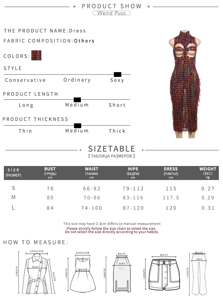 Weird Puss Sexy Hollow Dress Women Knit Colorful Tassel Backless Y2k Summer Trend Stretch Sleeveless Elastic Bodycon Clubwear