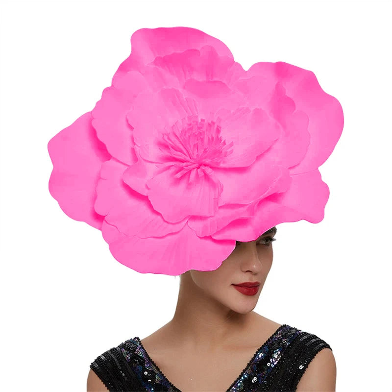 Women Large Flower Hair Band Bow Fascinator Hat Headdress Bridal Makeup Prom Photo Shoot Photography Hair Accessories