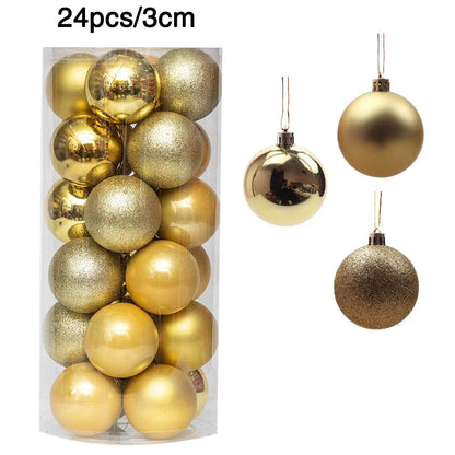 1Box 24/36pcs Christmas Ball Christmas Tree Ornament Hanging Pendent Xmas Decoration 2023 Christmas Ornaments Navidad Gifts 2024