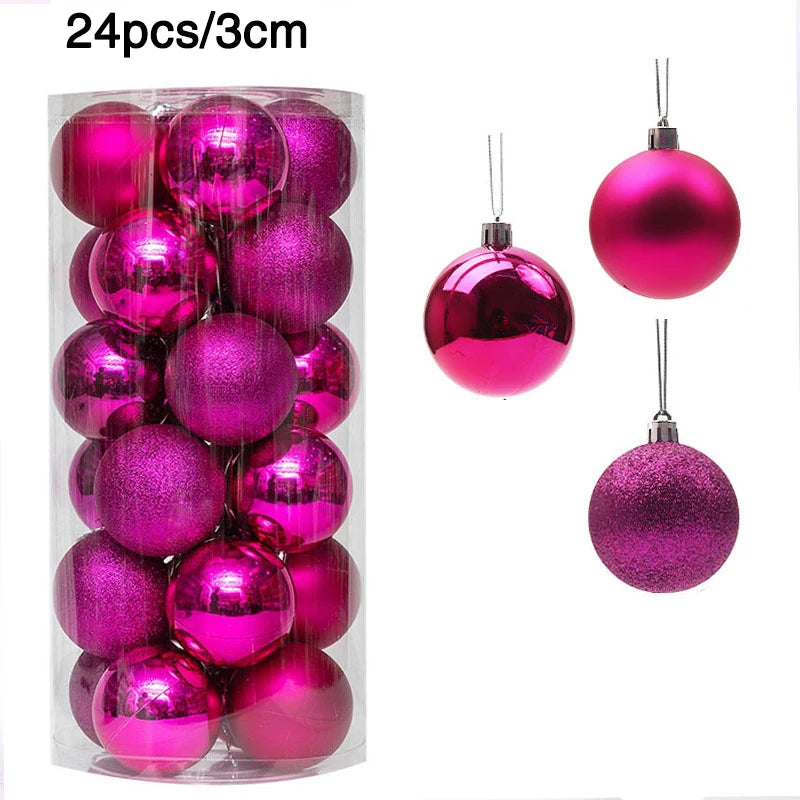 1Box 24/36pcs Christmas Ball Christmas Tree Ornament Hanging Pendent Xmas Decoration 2023 Christmas Ornaments Navidad Gifts 2024