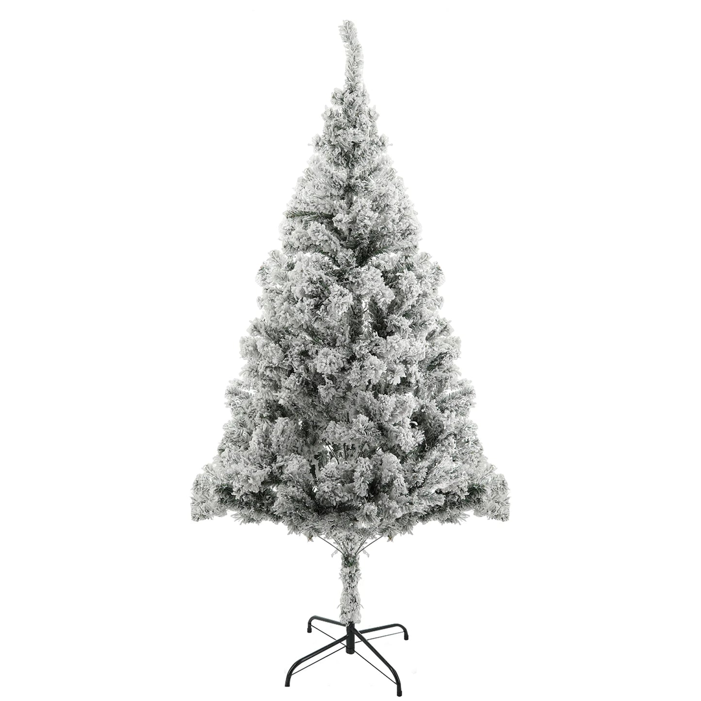 1.8m White Flocked Artificial Christmas Tree, Snow Christmas Holiday Pencil Tree, Winter Party Decoration with Realistic Branch