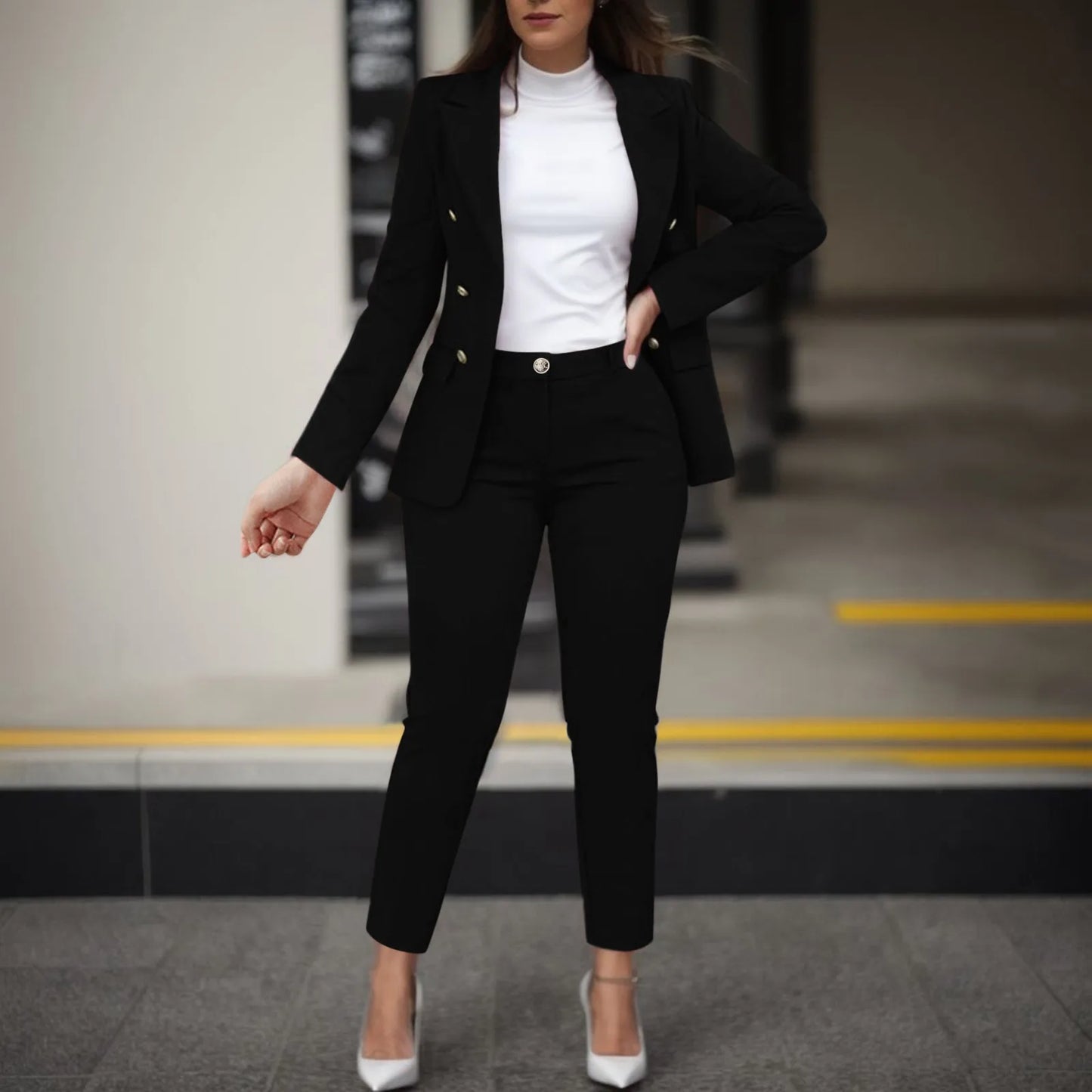 2 Piece Set Women New Formal Blazer Set Long Sleeved Slim Suit + Trousers Set Office Outfits Elegant Suit Business Work Wear