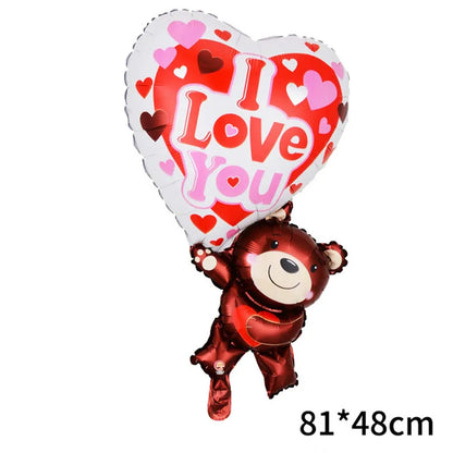 Valentine's Day Birthday Party Balloon Huge Love Heart Bear Shape Balloon Teddy Balloon for Wedding Baby Shower Valentine's Day