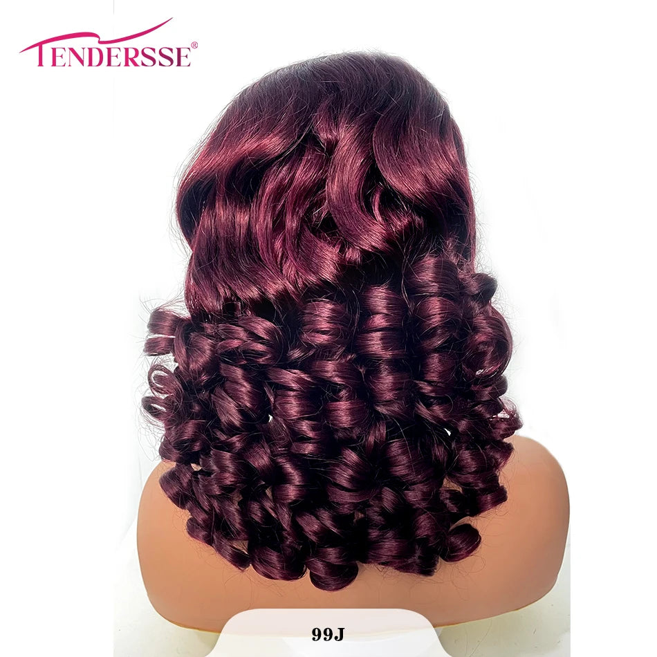 100% Indian Hair Bouncy Curly Loose Wave 13x4 HD Lace Front Wig Ombre Double Drawn Curl Wig 250% Density Glueless with Baby Hair