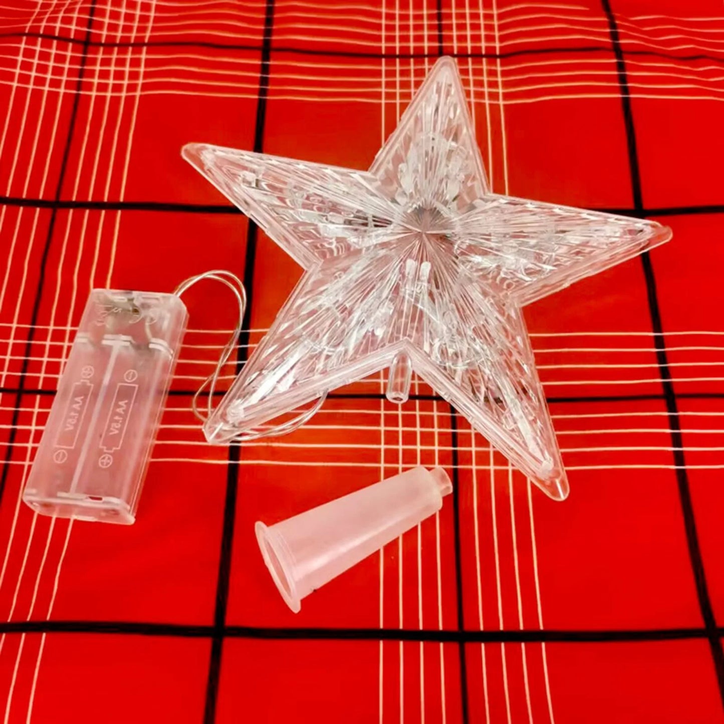 15CM LED Transparent Five-pointed Star Merry Christmas Tree Toppers Cristmas Decorations for Home Xmas Ornaments Navidad 2023