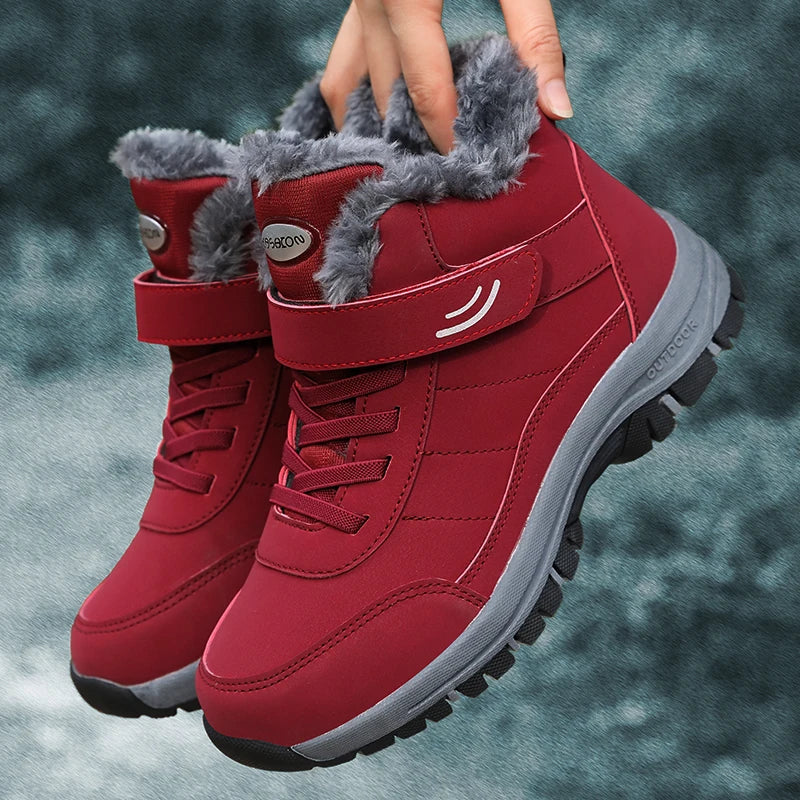 Winter Women Snow Boots Warm Plus Velvet Men Cotton Shoes Windproof Women's Boots Comfortable Casual Shoes Non-slip Hiking Boots