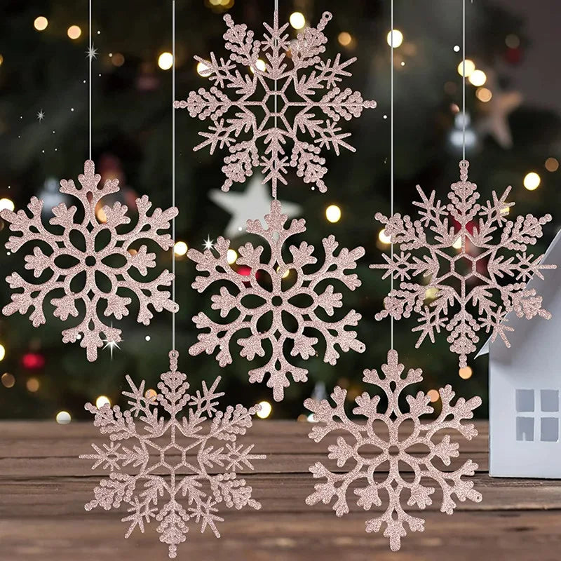 12pcs Paper Snowflakes Fake Snow Flake Artificial Snow DIY Handmade Crafts Christmas Trees Ornaments Decorations for Home