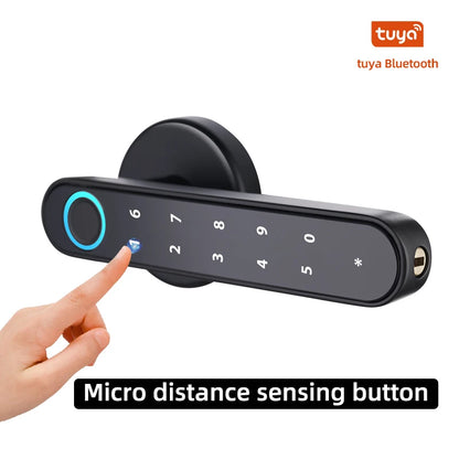 Tuya Biometric Fingerprint Smart Door Lock Electronic Digital Lock Password Fingerprint Keyless Security Door Handle Home