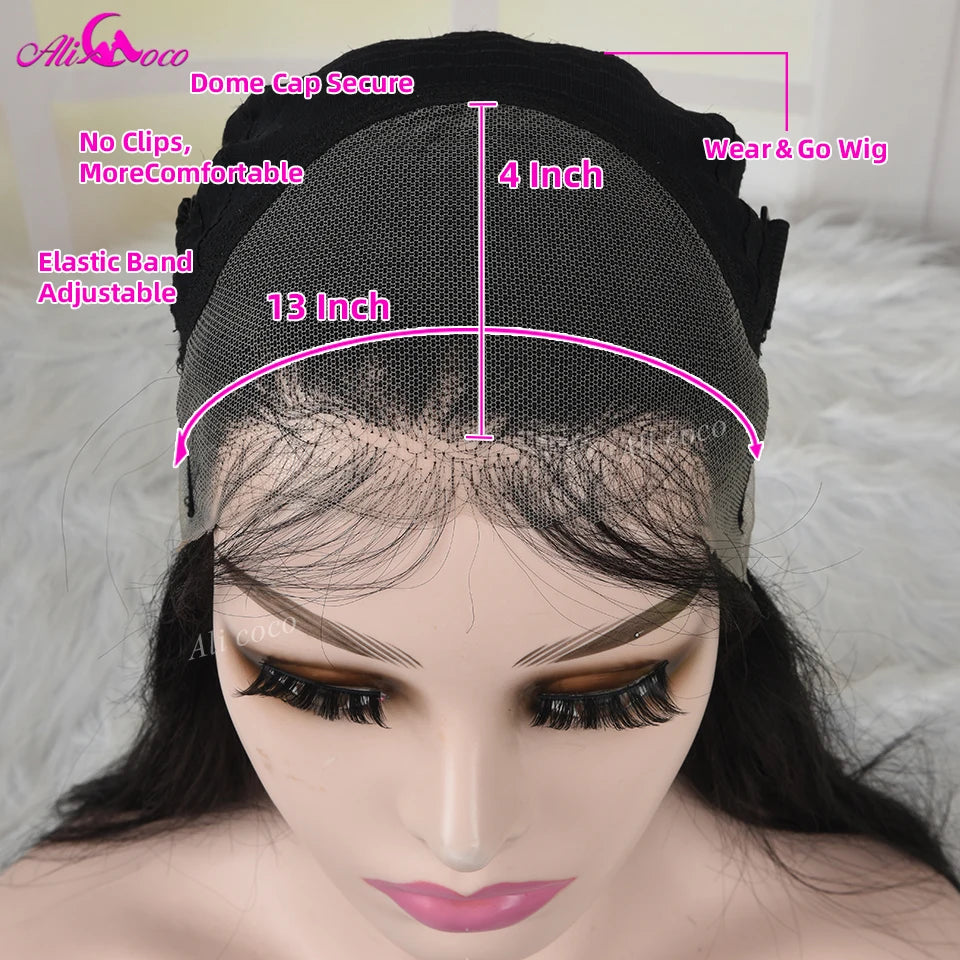 13x4 Straight Lace Front Wig With Bang Natural Color Transparent Lace Frontal Wigs Human Hair Wig With Bangs For Women Remy Wig