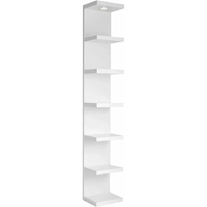 Versatile 7 Tier Wall Shelf Unit,White Lack Wall Shelf,Display Floating Shelf with LED Remote Control Light