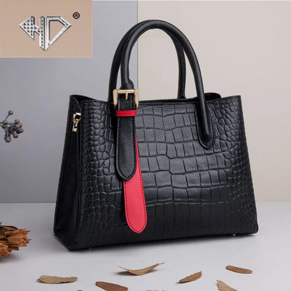 Women`s crocodile pattern sewing shoulder bag  European and American retro designer messenger bag  Simple large capacity handbag