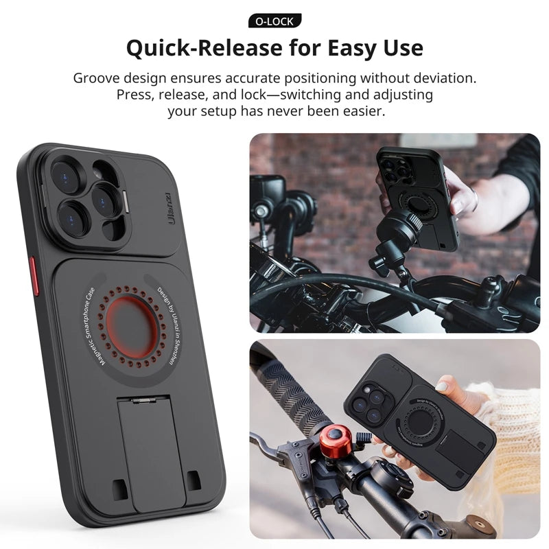 Ulanzi O-LOCK Phone Video Kit for iPhone 15 Pro/Pro Max 15M Remote Selfie Kit Magsafe Phone Case & Grip Handle Kit Vlog Kit