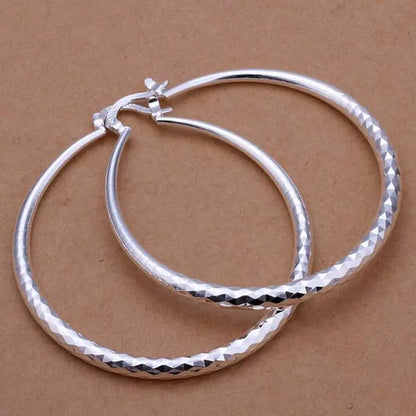 URMYLADY 925 Sterling Silver big Earring women lady 5cm circle top quality fashion wedding beautiful women Jewelry free shipping