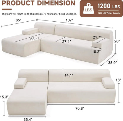 107” Modular Sectional Sofa, Modern Couch Sponge Sectional Sofa Couch for Living Room,High Density Sponges Cloud Couch Sectional