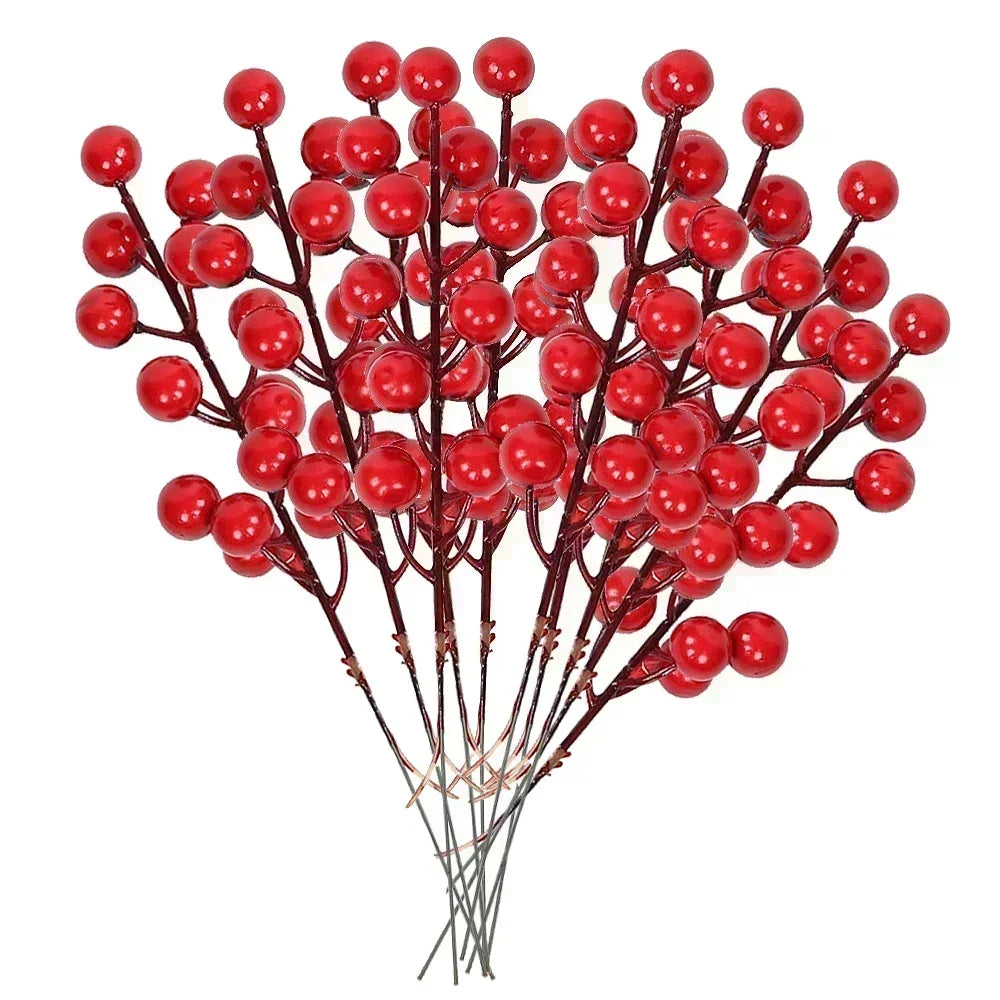 1-10pcs Christmas Simulation Berry 14 Berries  Artificial Flower Fruit Cherry Plants Home Christmas Party Decoration DIY Gift