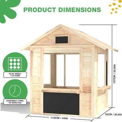 Wooden Outdoor Playhouse, Indoor/Outdoor Playhouse Working Doors with Wooden Floor, Easy Assembly Playhouses