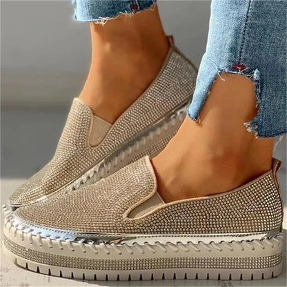 Women's Shoes 2022 Fashion  Flats Rhinestone Bling Sewing Platform Loafers luxury Shoes Casual Comfortable Female Shoes