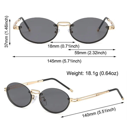 Vintage Metal Punk Sunglasses Rimless Oval Sun Glasses Trendy Frameless Shades UV400 Protection Gradient Glasses