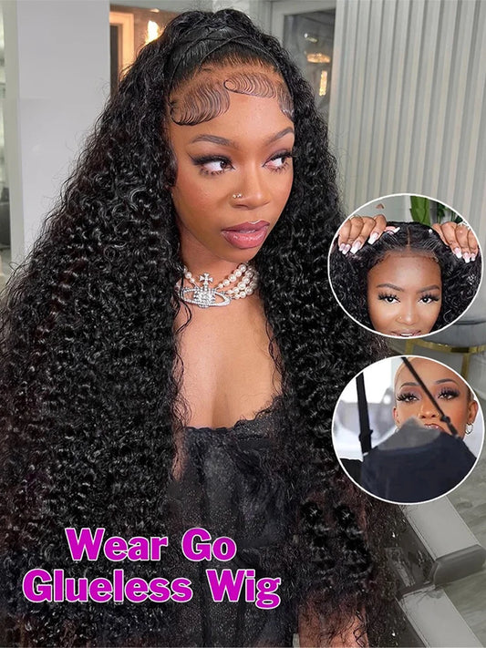 40 42 46 Inch Deep Wave 13x4 13x6 HD Lace Front Human Hair Wig Water Curly 7x5 Glueless Lace Frontal Wig Human Hair For Women