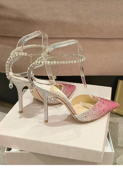 Women's High Heels Gradient Rhinestone Studded Diamond Fashion Suitable for Parties, Weddings, Bridesmaid Shoes, Dates, Fashion