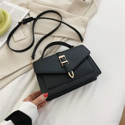 Women PU Leather Messenger Shoulder Bag Ladies Solid Color Simple Crossbody Bag Fashion Handbag Leisure Portable Sling Bag