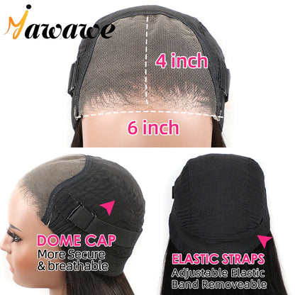 Yawawe hair 6X4 glueless wig human hair ready to wear wigs for women straight Lace Frontal Wig PreCut PrePlucked ready to go wig