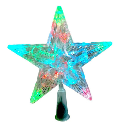 15CM LED Transparent Five-pointed Star Merry Christmas Tree Toppers Cristmas Decorations for Home Xmas Ornaments Navidad 2023