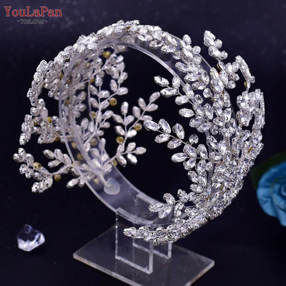 YouLaPan HP500 Rhinestone Bridal Headband Tiara Wedding Hair Accessories Luxury Bride Headpiece Pageant Headdresses Hair Jewelry