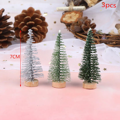 1/3/6 Pcs Miniature Christmas Tree Small Artificial Sisal Snow Landscape Architecture Trees for Christmas Crafts Tabletop Decor