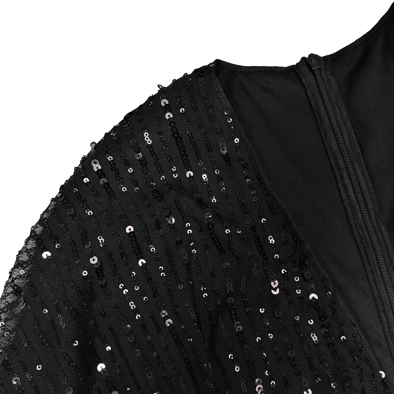 Women Sequins Splice Dress V Neck Full Sleeve A Line Evening Dresses Party Solid High Waist Long Skirts Office Lady Prom