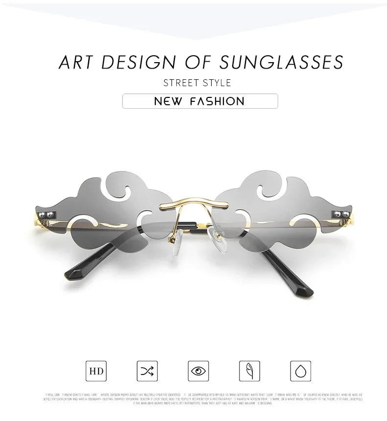 Women Luxury Cloud Shape Sunglasses Men European American Stylish Glasses for Women Metal Frame Vintage Women's Sunglasses