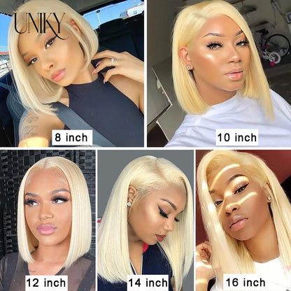 Transparent 13x4 Lace Frontal Bob Wig 613 Blonde 13x4 Human Hair Wigs Brazilian Remy Short Straight 4x4 Closure Wigs For Women