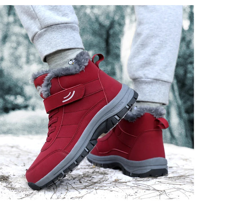 Winter Women Snow Boots Warm Plus Velvet Men Cotton Shoes Windproof Women's Boots Comfortable Casual Shoes Non-slip Hiking Boots