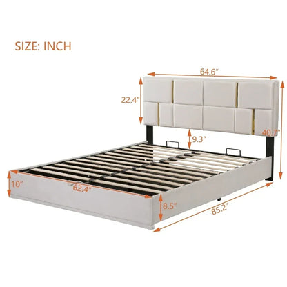 Upholstered Platform Beds with Storage System, Wood Bed Frame for Kids and Adults, Bedroom Furniture